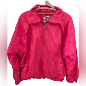 Vintage 80s Pink Nylon Jacket Lined Windbreaker Shell Medium Casual Isle